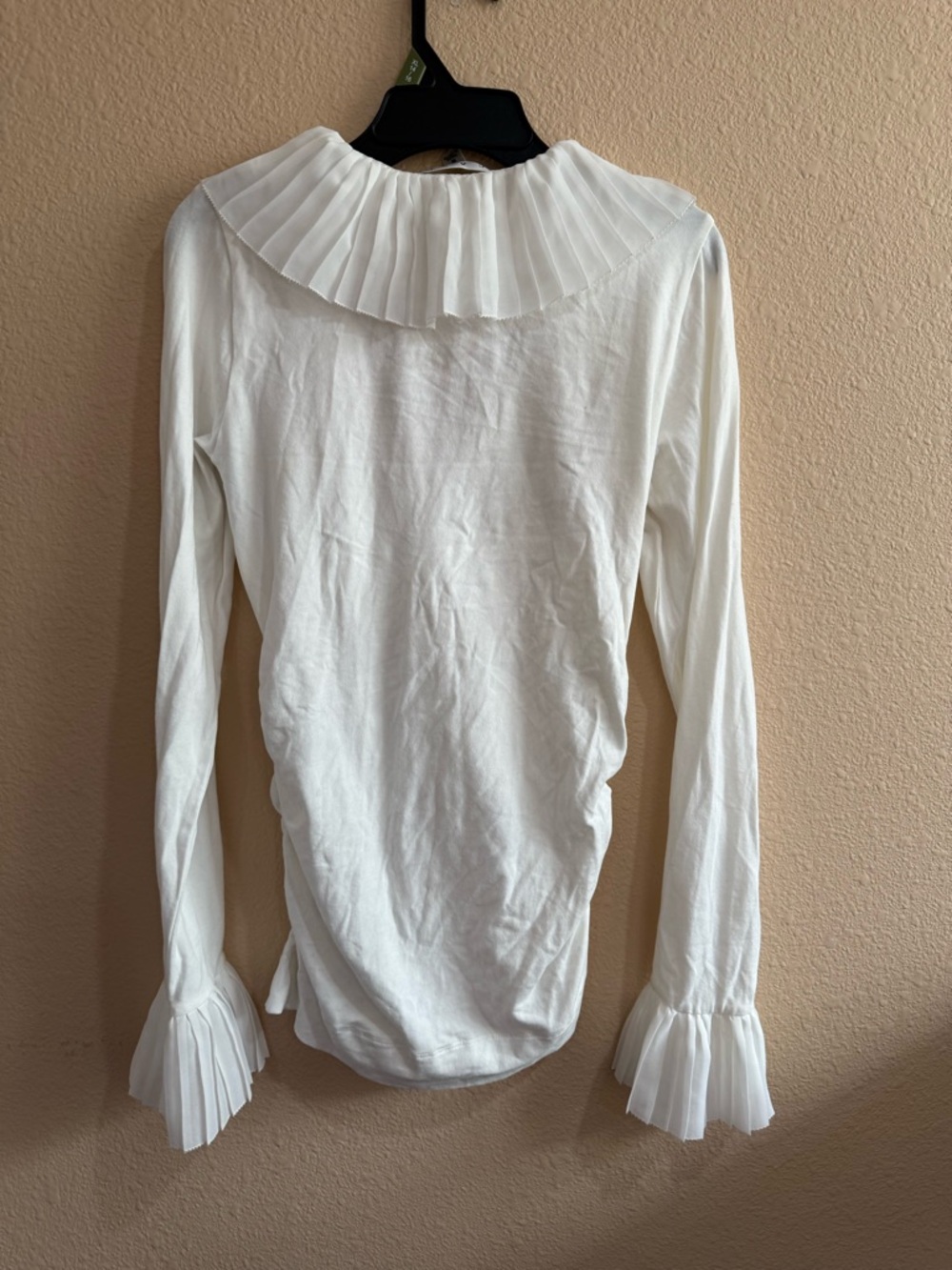 CAbi White Long-Sleeve Ruffle V-Neck Top - Picture 2 of 3
